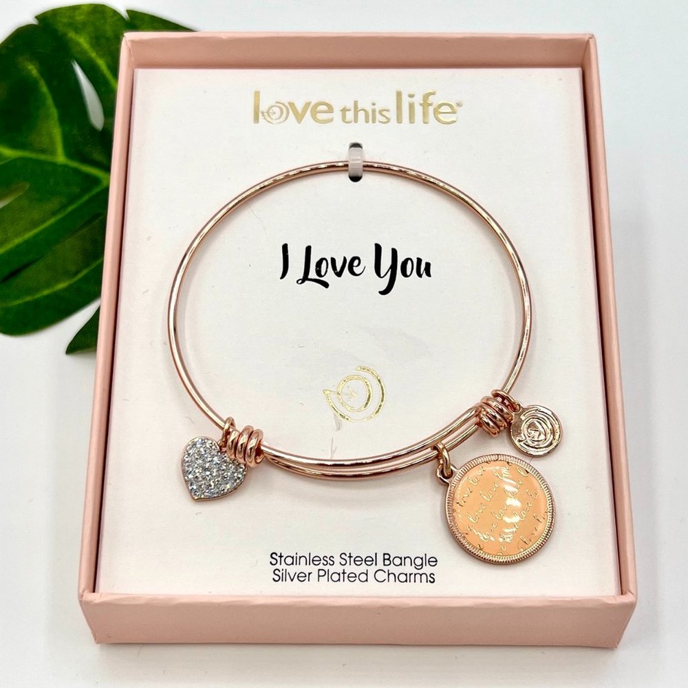Love This Life "I Love You" Rose Gold Charm Bracelet